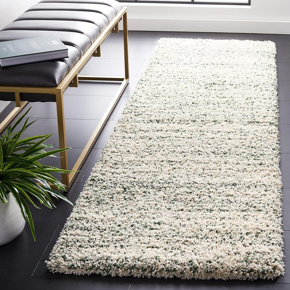 image:imageSAFAVIEH Hudson Shag Collection Area Rug 10 x 14 Ivory amp Grey Modern Abstract Design NonShedding amp Easy Care 2inch Thick Ideal for High Traffic Areas in Living Room Bedroom SGH295BIvoryGreen