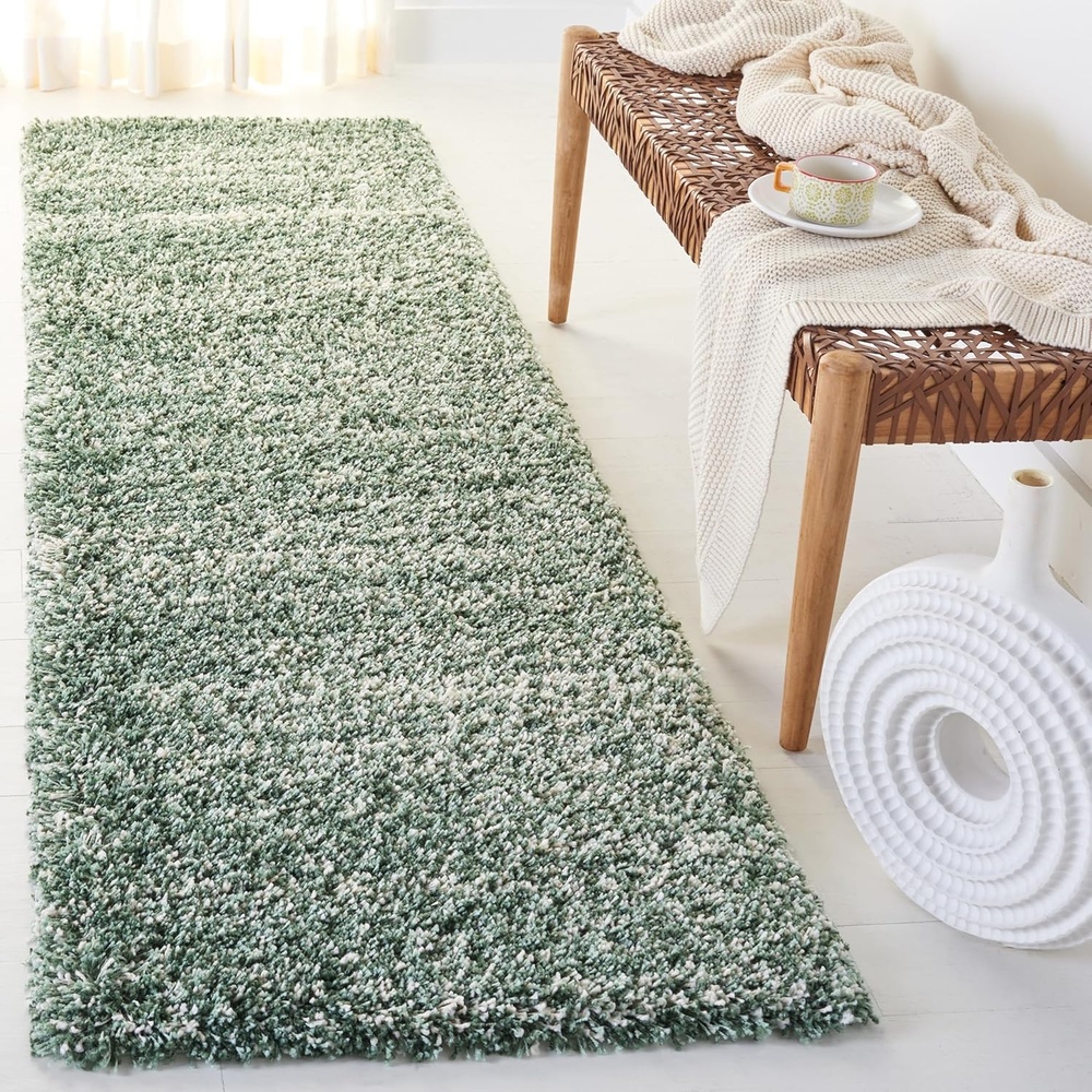 image:imageSAFAVIEH Hudson Shag Collection Area Rug 10 x 14 Ivory amp Grey Modern Abstract Design NonShedding amp Easy Care 2inch Thick Ideal for High Traffic Areas in Living Room Bedroom SGH295BGreenIvory