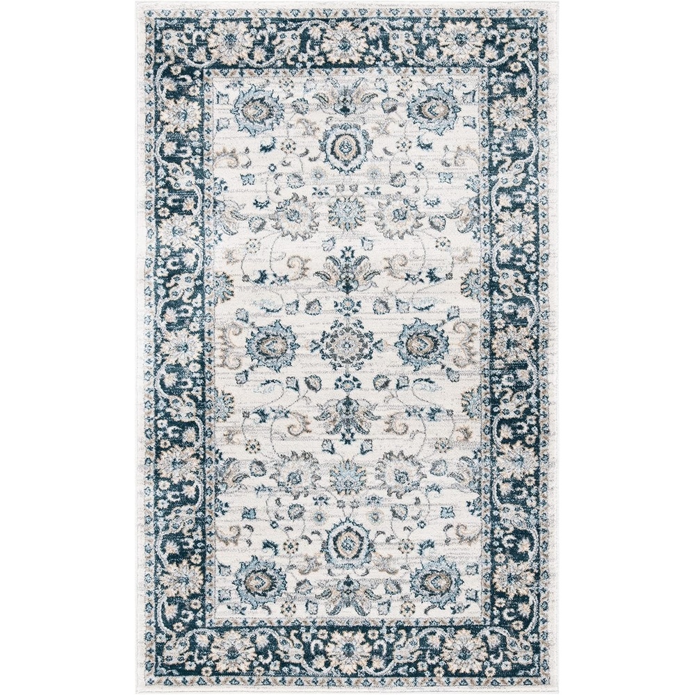 image:imageSAFAVIEH Isabella Collection Area Rug 9 x 12 Light Blue amp Cream Oriental Design NonShedding amp Easy Care Ideal for High Traffic Areas in Living Room Bedroom ISA940MCreamNavy
