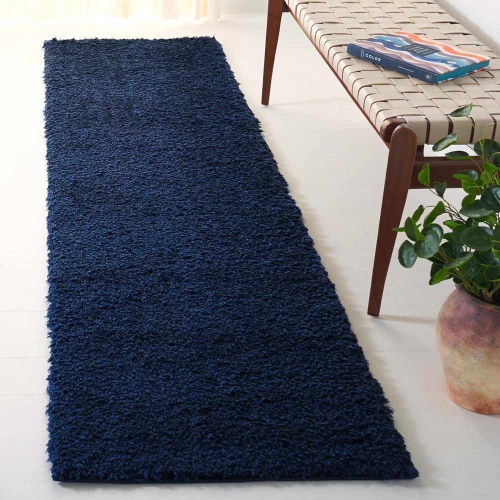 image:imageSAFAVIEH Lindsay Shag Collection Area Rug 9 x 12 Beige Modern Design 2inch Thick Ideal for the Living Room Dining Bedroom LNS560BNavy