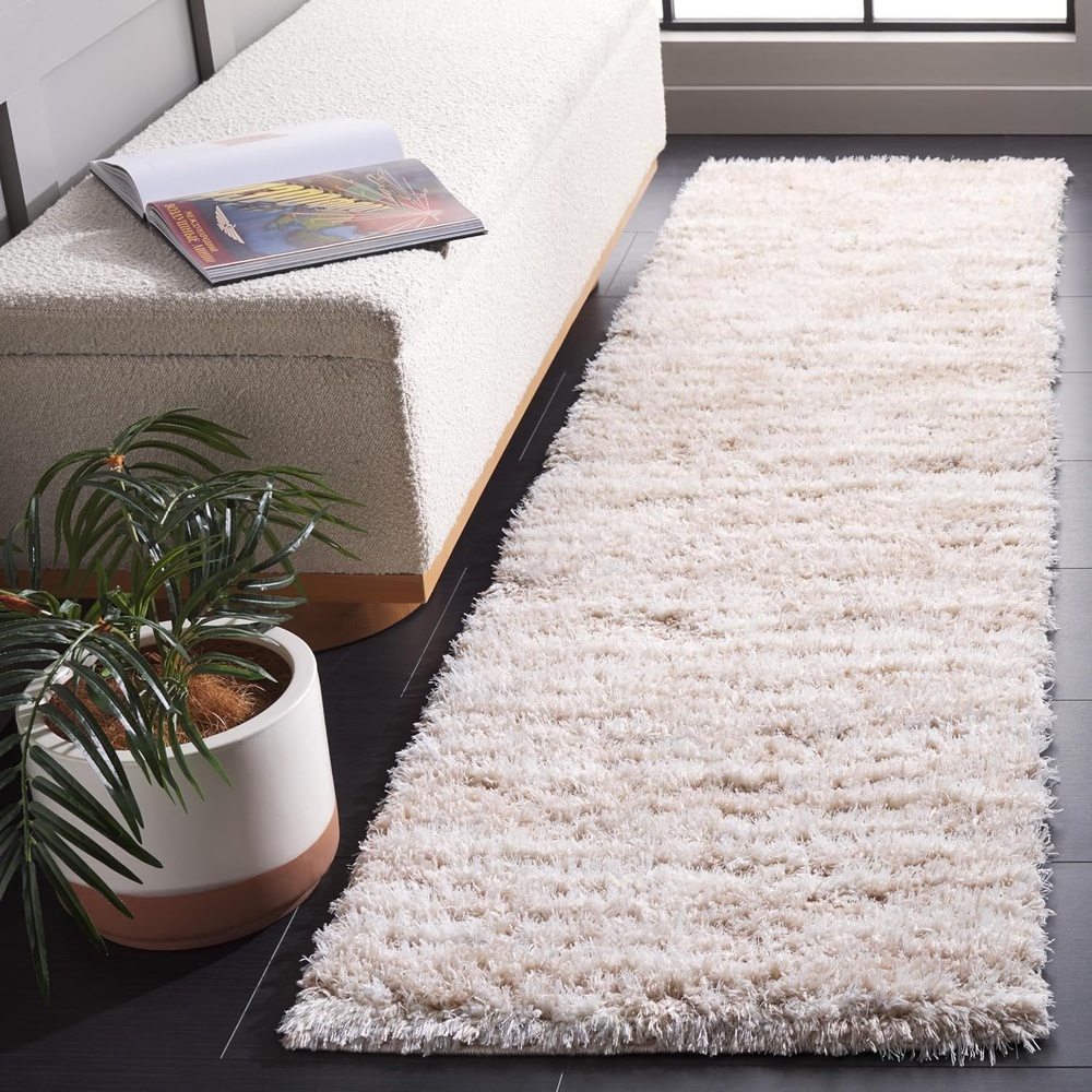 image:imageSAFAVIEH Lindsay Shag Collection Area Rug 9 x 12 Beige amp Ivory Modern Design 2inch Thick Ideal for the Living Room Dining Bedroom LNS554BBeigeIvory