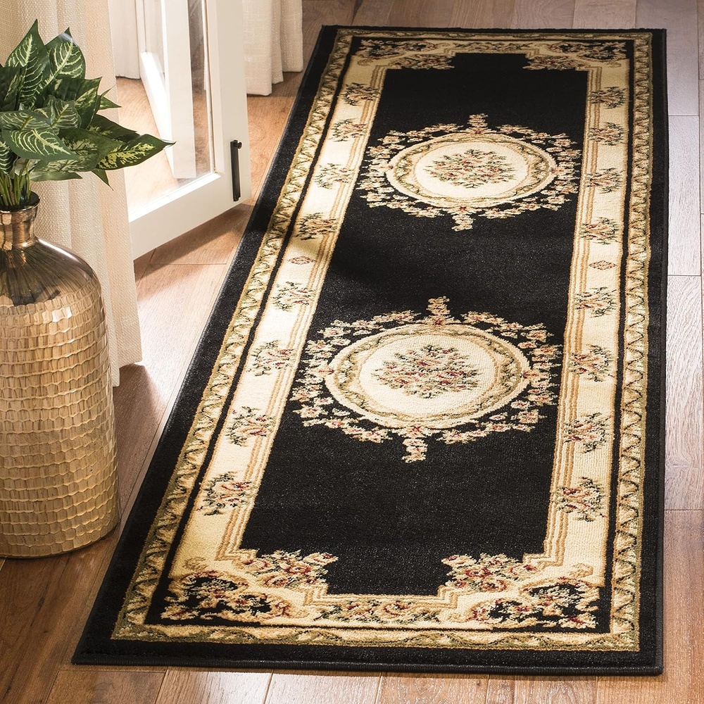 image:imageSAFAVIEH Lyndhurst Collection Area Rug 8 x 11 Red amp Ivory Traditional European Medallion Design NonShedding amp Easy Care Ideal for High Traffic Areas in Living Room Bedroom LNH218CBlackIvory