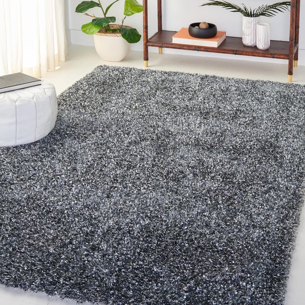 image:imageSAFAVIEH Malibu Shag Collection Area Rug 86 x 12 Silver Handmade Solid 14inch Thick Ideal for High Traffic Areas in Living Room Bedroom MLS431SCharcoal