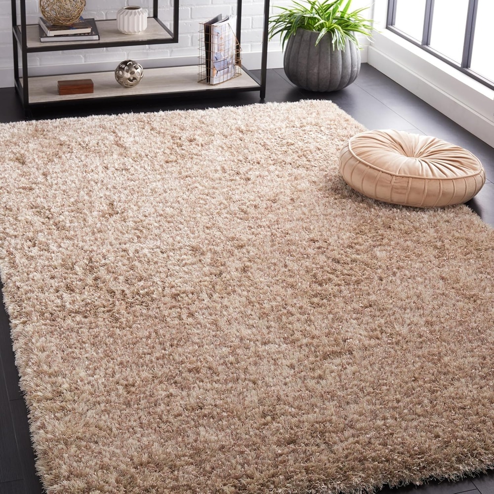 image:imageSAFAVIEH Malibu Shag Collection Area Rug 86 x 12 Silver Handmade Solid 14inch Thick Ideal for High Traffic Areas in Living Room Bedroom MLS431SNatural