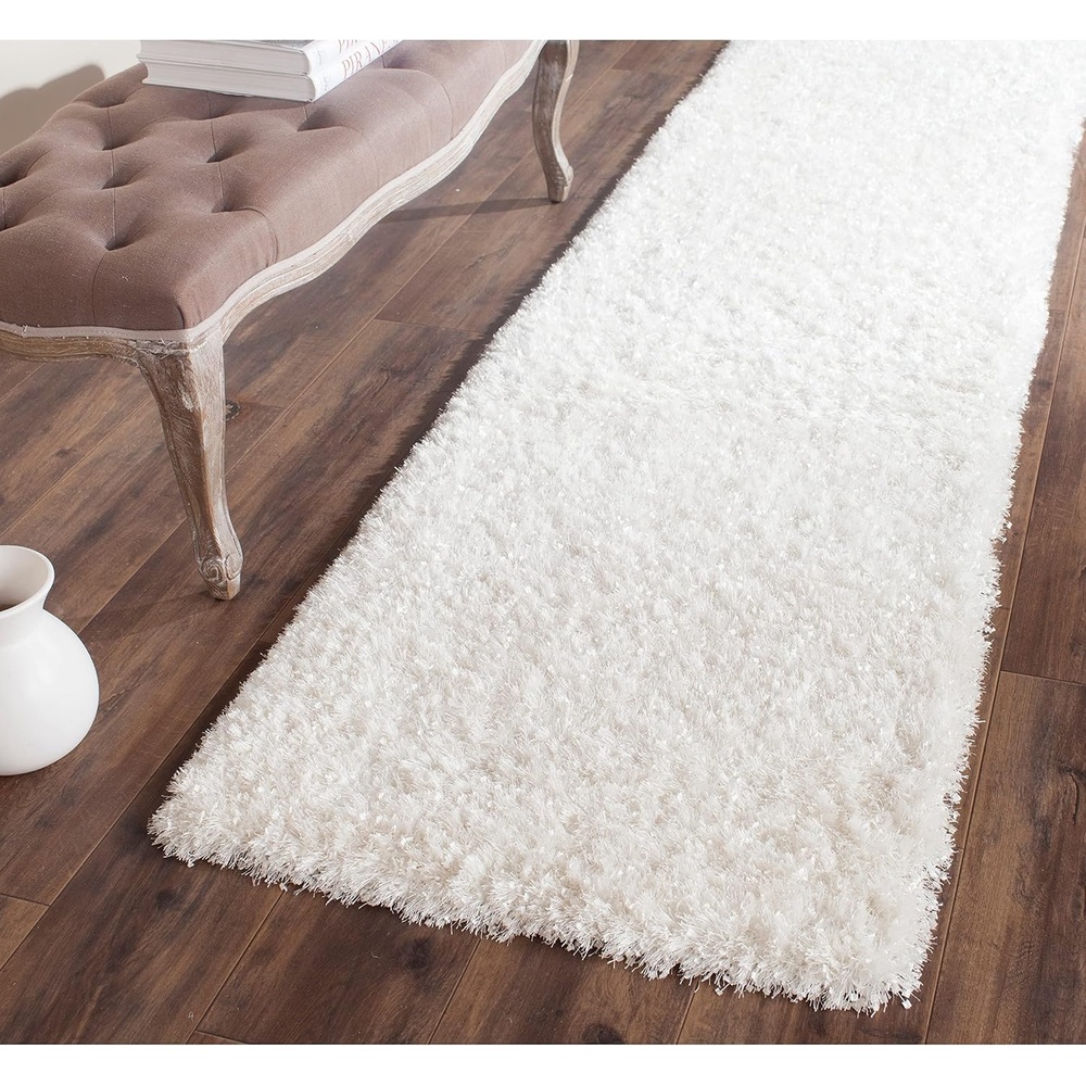 image:imageSAFAVIEH Malibu Shag Collection Area Rug 86 x 12 Silver Handmade Solid 14inch Thick Ideal for High Traffic Areas in Living Room Bedroom MLS431SWhite