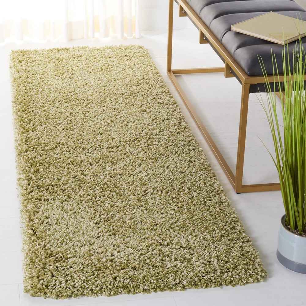 image:imageSAFAVIEH Santa Monica Shag Collection 8 x 10 Navy SGN725 Solid NonShedding Living Room Bedroom Dining Room Entryway Plush 2inch Thick Area RugGreen