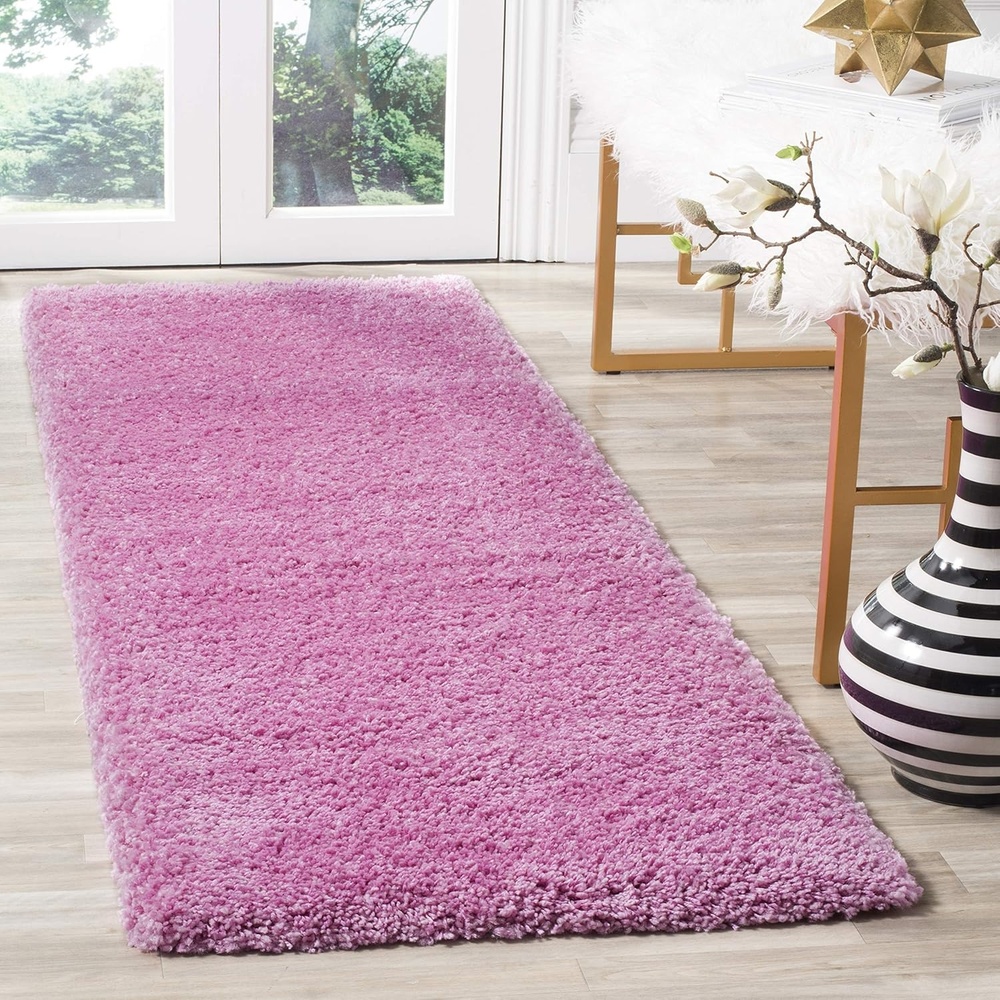 image:imageSAFAVIEH Santa Monica Shag Collection 8 x 10 Navy SGN725 Solid NonShedding Living Room Bedroom Dining Room Entryway Plush 2inch Thick Area RugPink