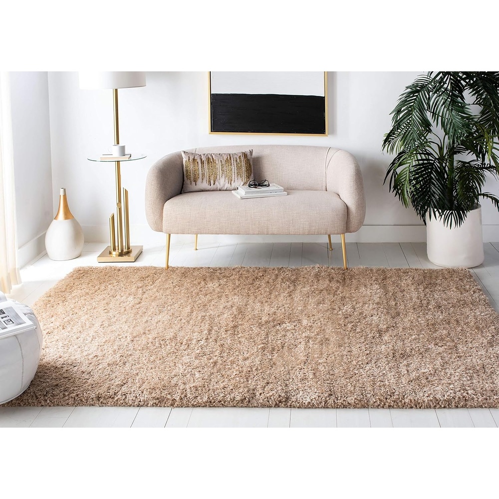 image:imageSAFAVIEH Supreme Shag Collection 8 x 10 Light Blue SGS621D Handmade Solid 15inch Thick Area RugBeige