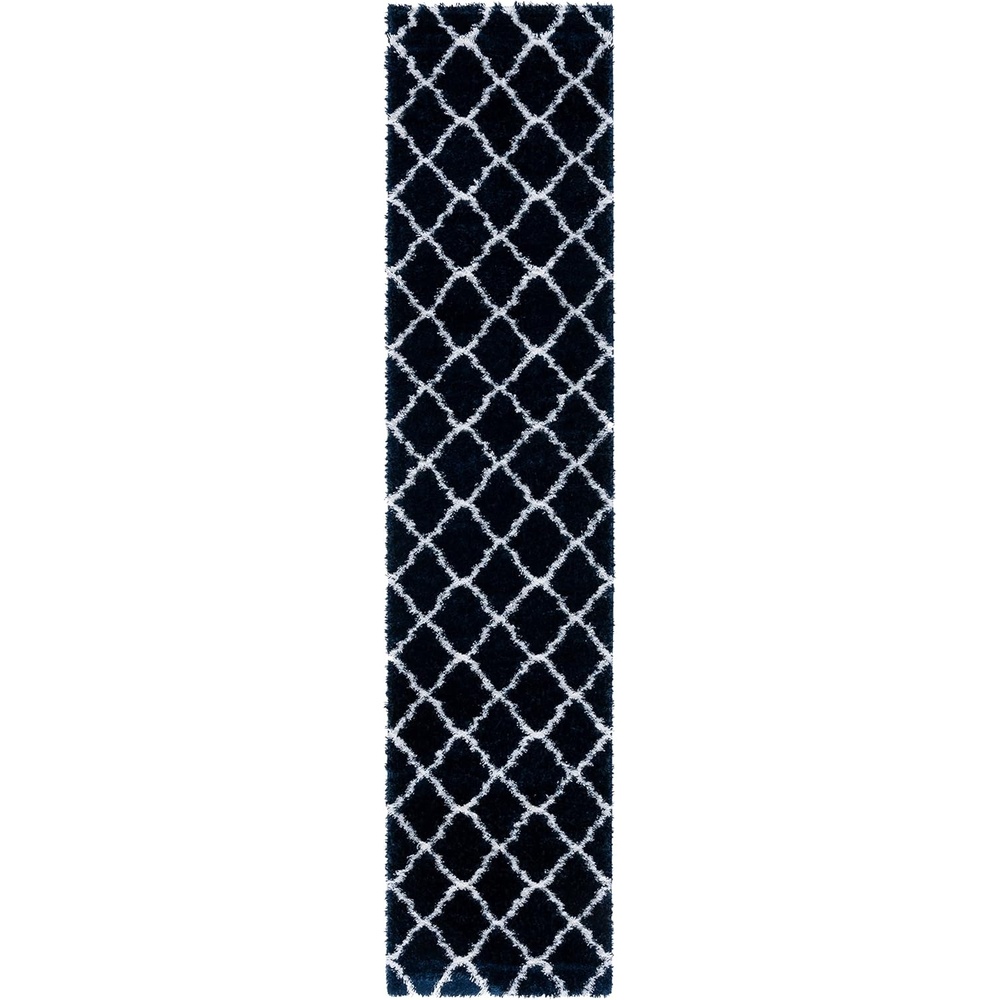 image:imageSAFAVIEH Tahoe Shag Collection Area Rug 9 x 12 Black amp White Trellis Design NonShedding amp Easy Care 12inch Thick Ideal for High Traffic Areas in Living Room Bedroom THO675ZNavyWhite