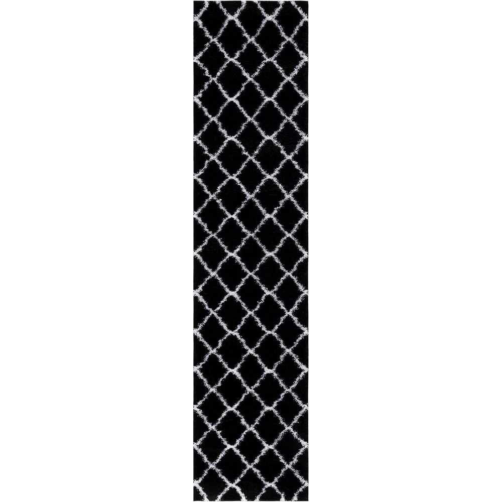 image:imageSAFAVIEH Tahoe Shag Collection Area Rug 9 x 12 Black amp White Trellis Design NonShedding amp Easy Care 12inch Thick Ideal for High Traffic Areas in Living Room Bedroom THO675ZBlackWhite