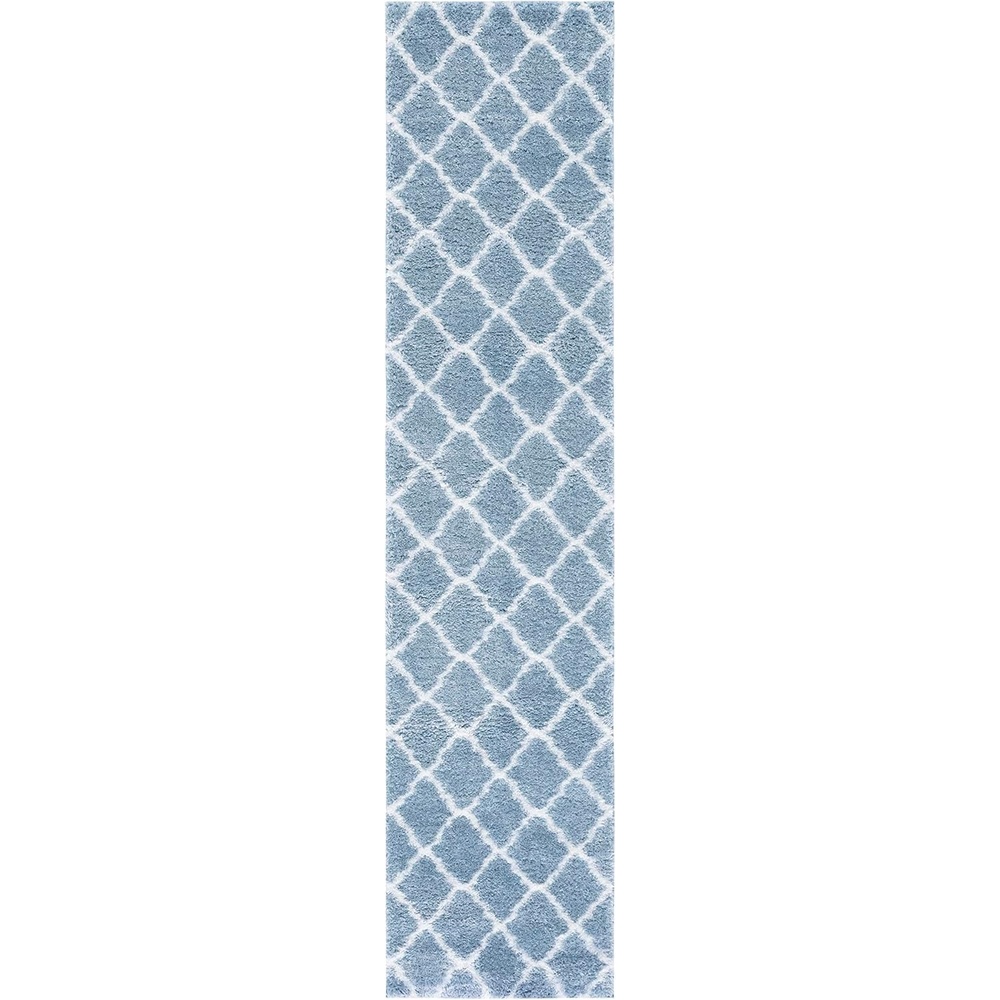image:imageSAFAVIEH Tahoe Shag Collection Area Rug 9 x 12 Black amp White Trellis Design NonShedding amp Easy Care 12inch Thick Ideal for High Traffic Areas in Living Room Bedroom THO675ZBlueWhite