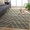 SAFAVIEH Area Rug 8×10 – Adirondack Collection – Large – Black & Light Grey, Modern Geometric Design, Non-Shedding & Easy Cleaning, Ideal for Living Room, Bedroom, Office, Dining Space (ADR251F)(Dark Green/Ivory)