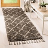 SAFAVIEH Area Rug 8×10 – Moroccan Fringe Shag Collection – Large – Cream & Charcoal, Boho Design, Non-Shedding & Easy Cleaning, Plush Thick Pile, Ideal for Living Room, Bedroom, Dining Space (MFG241B)(Grey/Cream)
