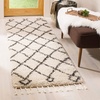 SAFAVIEH Area Rug 8×10 – Moroccan Fringe Shag Collection – Large – Cream & Charcoal, Boho Design, Non-Shedding & Easy Cleaning, Plush Thick Pile, Ideal for Living Room, Bedroom, Dining Space (MFG241B)(Grey/Cream)