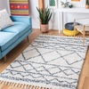 SAFAVIEH Area Rug 8×10 – Pro Luxe Shag Collection – Large – Ivory & Light Grey, Tassel Design, Non-Shedding & Easy Cleaning, Plush Thick Pile, Ideal for Living Room, Bedroom, Dining Space (PLX436A)(Ivory/Blue)