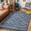 SAFAVIEH Area Rug 8×10 – Pro Luxe Shag Collection – Large – Ivory & Light Grey, Tassel Design, Non-Shedding & Easy Cleaning, Plush Thick Pile, Ideal for Living Room, Bedroom, Dining Space (PLX436A)(Blue/Ivory)