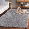 SAFAVIEH Area Rug 8×10 – South Beach Shag Collection – Large – Snow White, Handmade, Ultra Plush Thick Pile, Ideal for Living Room, Bedroom, Dining Space (SBS562A)(Steel Grey)
