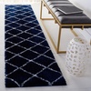SAFAVIEH Area Rug 8×10 – Tahoe Shag Collection – Large – Black & White, Trellis Pattern, Non-Shedding & Easy Cleaning, Plush Thick Pile, Ideal for Living Room, Bedroom, Dining Space (THO676Z)(Navy/White)