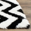 SAFAVIEH Barcelona Shag Collection Area Rug – 9′ x 12′, Graphite & Ivory, Handmade Chevron, 1.75-inch Thick Ideal for High Traffic Areas in Living Room, Bedroom (BSG320D)(Ivory/Black)