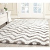SAFAVIEH Barcelona Shag Collection Area Rug – 9′ x 12′, Graphite & Ivory, Handmade Chevron, 1.75-inch Thick Ideal for High Traffic Areas in Living Room, Bedroom (BSG320D)(Ivory/Silver)