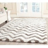 SAFAVIEH Barcelona Shag Collection Area Rug – 9′ x 12′, Graphite & Ivory, Handmade Chevron, 1.75-inch Thick Ideal for High Traffic Areas in Living Room, Bedroom (BSG320D)(Ivory/Silver)