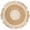 SAFAVIEH Cape Cod Collection Area Rug – 6′ Round, Beige & Natural, Handmade Boho Fringe Jute & Cotton, Ideal for High Traffic Areas in Living Room, Bedroom (CAP701B)(Beige/Natural)