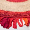 SAFAVIEH Cape Cod Collection Area Rug – 6′ Round, Beige & Natural, Handmade Boho Fringe Jute & Cotton, Ideal for High Traffic Areas in Living Room, Bedroom (CAP701B)(Red/Natural)