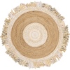 SAFAVIEH Cape Cod Collection Area Rug – 6′ Round, Beige & Natural, Handmade Boho Fringe Jute & Cotton, Ideal for High Traffic Areas in Living Room, Bedroom (CAP701B)(Beige/Natural)