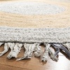 SAFAVIEH Cape Cod Collection Area Rug – 6′ Round, Beige & Natural, Handmade Boho Fringe Jute & Cotton, Ideal for High Traffic Areas in Living Room, Bedroom (CAP701B)(Light Grey/Natural)