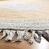 SAFAVIEH Cape Cod Collection Area Rug – 6′ Round, Beige & Natural, Handmade Boho Fringe Jute & Cotton, Ideal for High Traffic Areas in Living Room, Bedroom (CAP701B)(Light Grey/Natural)