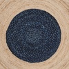SAFAVIEH Cape Cod Collection Area Rug – 6′ Round, Beige & Natural, Handmade Boho Fringe Jute & Cotton, Ideal for High Traffic Areas in Living Room, Bedroom (CAP701B)(Navy/Natural)