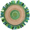 SAFAVIEH Cape Cod Collection Area Rug – 6′ Round, Beige & Natural, Handmade Boho Fringe Jute & Cotton, Ideal for High Traffic Areas in Living Room, Bedroom (CAP701B)(Green/Natural)