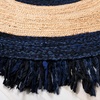 SAFAVIEH Cape Cod Collection Area Rug – 6′ Round, Beige & Natural, Handmade Boho Fringe Jute & Cotton, Ideal for High Traffic Areas in Living Room, Bedroom (CAP701B)(Navy/Natural)