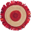 SAFAVIEH Cape Cod Collection Area Rug – 6′ Round, Beige & Natural, Handmade Boho Fringe Jute & Cotton, Ideal for High Traffic Areas in Living Room, Bedroom (CAP701B)(Red/Natural)