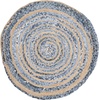 SAFAVIEH Cape Cod Collection Area Rug – 6′ Round, Blue & Natural, Handmade Braided Jute & Cotton, Ideal for High Traffic Areas in Living Room, Bedroom (CAP209L)(Blue/Natural)