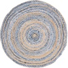 SAFAVIEH Cape Cod Collection Area Rug – 6′ Round, Blue & Natural, Handmade Braided Jute & Cotton, Ideal for High Traffic Areas in Living Room, Bedroom (CAP209L)(Blue/Natural)