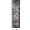 SAFAVIEH Monaco Collection Area Rug – 8′ x 10′, Blue & Fuchsia, Boho Chic Medallion Distressed Design, Non-Shedding & Easy Care, Ideal for High Traffic Areas in Living Room, Bedroom (MNC252J)(Blue/Fuchsia)