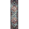 SAFAVIEH Monaco Collection Area Rug – 8′ x 10′, Blue & Fuchsia, Boho Chic Medallion Distressed Design, Non-Shedding & Easy Care, Ideal for High Traffic Areas in Living Room, Bedroom (MNC252J)(Blue/Fuchsia)