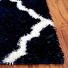 SAFAVIEH Tahoe Shag Collection Area Rug – 9′ x 12′, Black & White, Trellis Design, Non-Shedding & Easy Care, 1.2-inch Thick Ideal for High Traffic Areas in Living Room, Bedroom (THO675Z)(Navy/White)