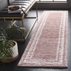 Safavieh Area Rug 8×10 – Border & Stripe Shag Collection – Large – Ivory & Grey, Non-Shedding & Easy Cleaning, Ultra Plush Thick Pile, Ideal for Living Room, Bedroom, Dining Space (BSP251F)(Pink/Ivory)
