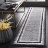 Safavieh Area Rug 8×10 – Border & Stripe Shag Collection – Large – Ivory & Grey, Non-Shedding & Easy Cleaning, Ultra Plush Thick Pile, Ideal for Living Room, Bedroom, Dining Space (BSP251F)(Grey/Black)