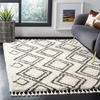 SAFAVIEH Area Rug 8×10 – Moroccan Fringe Shag Collection – Large – Cream & Charcoal, Boho Design, Non-Shedding & Easy Cleaning, Plush Thick Pile, Ideal for Living Room, Bedroom, Dining Space (MFG247B)(Cream/Charcoal)