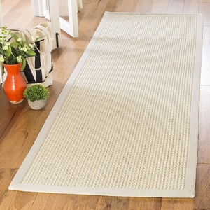 SAFAVIEH Area Rug 10×14 – Natural Fiber Collection – Large – Beige, Sisal & Wool, Woven Design with Border (NF475B)(Light Grey)
