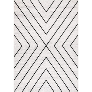SAFAVIEH Area Rug 8×10 – Adirondack Collection – Large – Black & Light Grey, Modern Geometric Design, Non-Shedding & Easy Cleaning, Ideal for Living Room, Bedroom, Office, Dining Space (ADR251F)(Ivory/Grey)