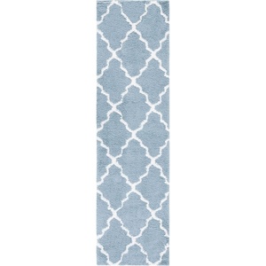SAFAVIEH Area Rug 8×10 – Berber Shag Collection – Large – Dark Beige & Ivory, Moroccan Design, Non-Shedding & Easy Cleaning, Plush Thick Pile, Ideal for Living Room, Bedroom, Dining Space (BER575D)(Blue Rust/Ivory)
