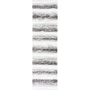 SAFAVIEH Area Rug 8×10 – Berber Shag Collection – Large – Light Grey & Grey, Modern Stripe Design, Non-Shedding & Easy Cleaning, Plush Thick Pile, Ideal for Living Room, Bedroom, Dining (BER561F)(Light Grey/Grey)