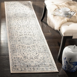 SAFAVIEH Area Rug 8×10 – Charleston Collection – Large – Navy & Creme, Oriental Distressed Design, Non-Shedding & Easy Cleaning, Ideal for Living Room, Bedroom, Office, Dining Space (CHL411N)(Ivory/Light Blue)