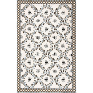 SAFAVIEH Area Rug 8×10 – Chelsea Collection – Large – Ivory & Green, Hand-Hooked Wool, French Country Design, Ideal for Living Room, Bedroom, Office, Dining Space (HK55A)(Ivory/Light Blue)