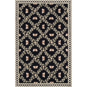 SAFAVIEH Area Rug 8×10 – Chelsea Collection – Large – Ivory & Green, Hand-Hooked Wool, French Country Design, Ideal for Living Room, Bedroom, Office, Dining Space (HK55A)(Black)