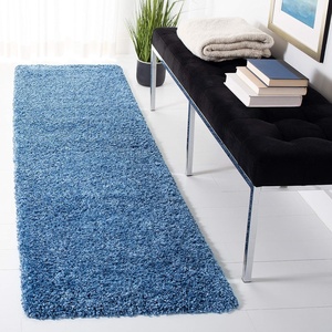 SAFAVIEH Area Rug 8×10 – Evolution Shag Collection – Large – Grey, Solid Design, Non-Shedding & Easy Cleaning, Ultra Plush Thick Pile, Ideal for Living Room, Bedroom, Dining Space (EVO520F)(Blue)